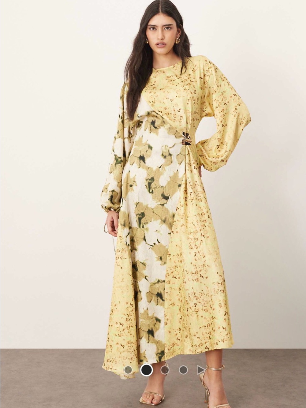 Floral Patchwork Maxi Dress in Yellow